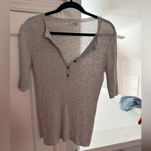 Vince grey Textured Knit Top